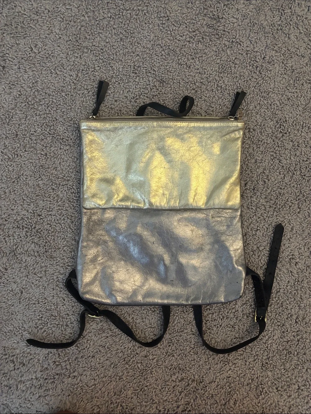 Clare V Metallic Silver Women's Backpack